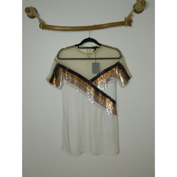 Revolve NBD Dress Size X-Small Sequin Ivory Gold Bronze Sequins Mini Dress - Picture 9 of 14